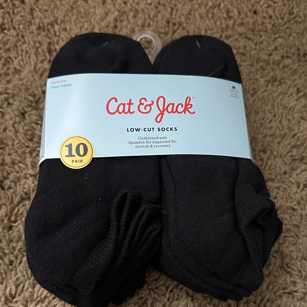 Cat & Jack Black Low-Cut Socks - 10 Pair